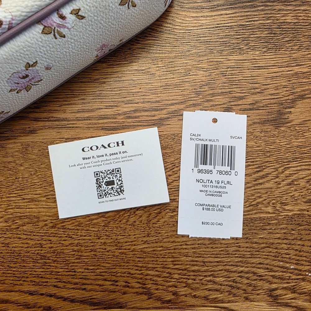 Coach Nolita 19 Wristlet Chalk White Vintage Rose Floral Print Handbag Spring - Picture 7 of 10